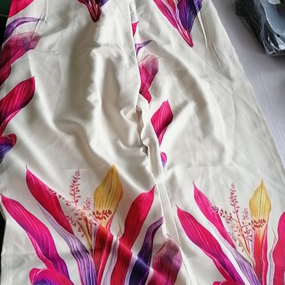 Elegant Summer Pattern Print One Shoulder Sleeveless Formal Loose Pants Jumpsuit - Picture 5 of 6